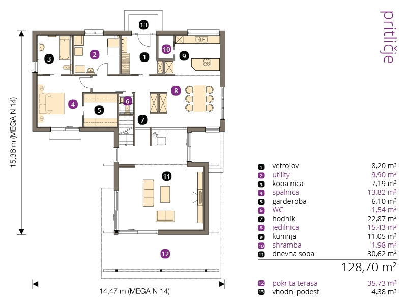 plan montažne kuće Altea M